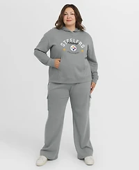 Wear by Erin Andrews Women's 2-Piece Gray Pittsburgh Steelers Plus Waffle-Knit Long Sleeve Hooded Shirt & Pants Lounge Set