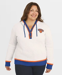 Wear by Erin Andrews Women's Cream New York Knicks Plus Hoodie Sweater