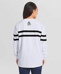 Wear by Erin Andrews Women's White Baltimore Orioles Oversized Long Sleeve Striped T-Shirt