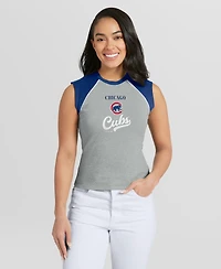 Wear by Erin Andrews Women's Heather Gray Chicago Cubs Cropped Raglan Tank Top