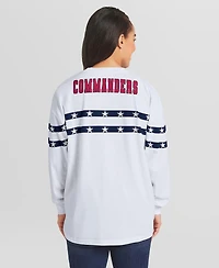 Wear by Erin Andrews Women's White Washington Commanders Americana Stripe Long Sleeve T-Shirt