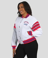 Wear by Erin Andrews Women's White/Red Washington Capitals Full-Snap Fleece Sweatshirt Jacket