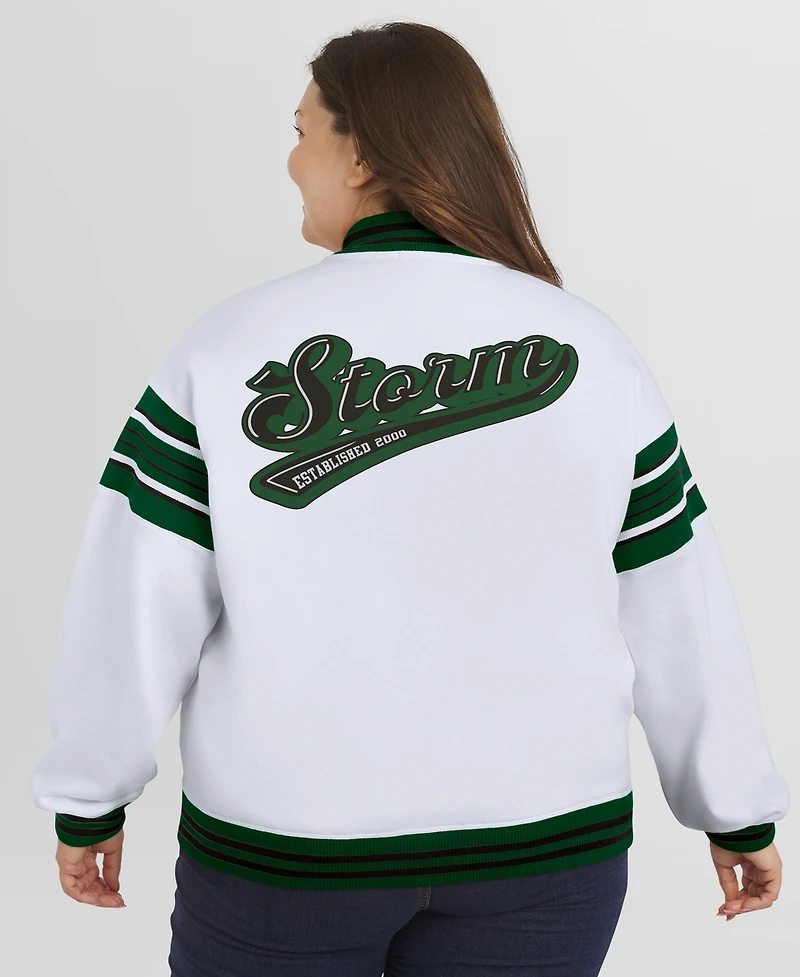 Wear by Erin Andrews Women's White/Green Wnba Full-Snap Fleece Sweatshirt Jacket