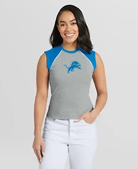 Wear by Erin Andrews Women's Gray Detroit Lions Cropped Raglan Tank Top
