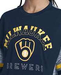 G-iii 4Her by Carl Banks Women's Navy Milwaukee Brewers Off-Season Oversized Top