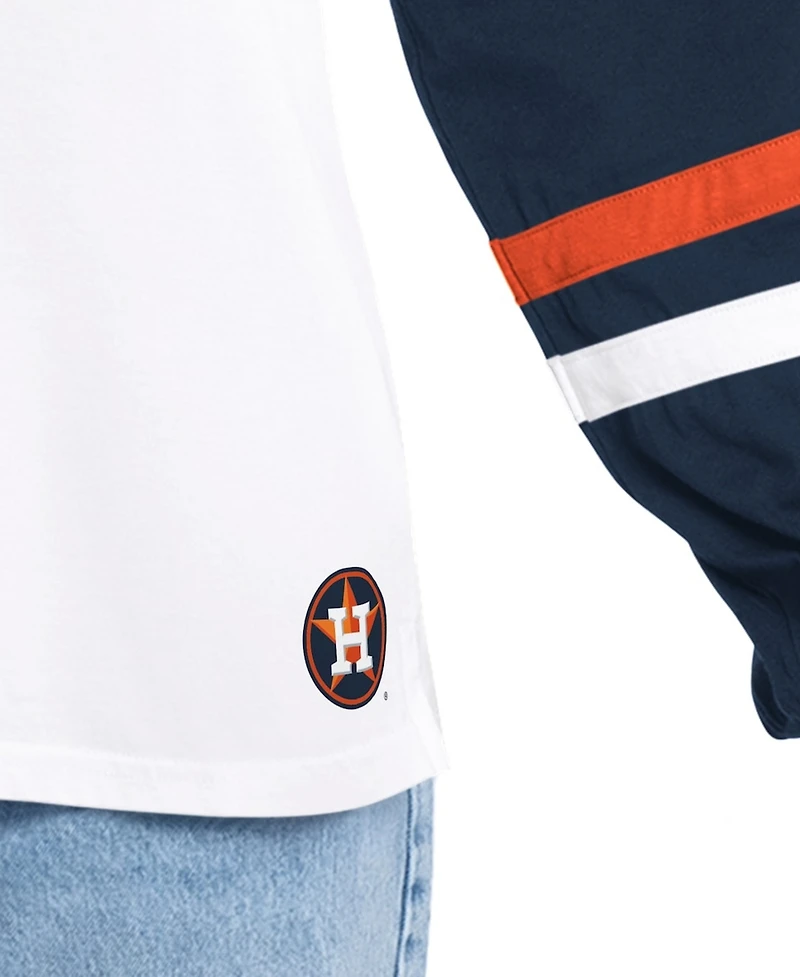 G-iii 4Her by Carl Banks Women's White/Navy Houston Astros Key Player Oversized Hooded Long Sleeve T-Shirt