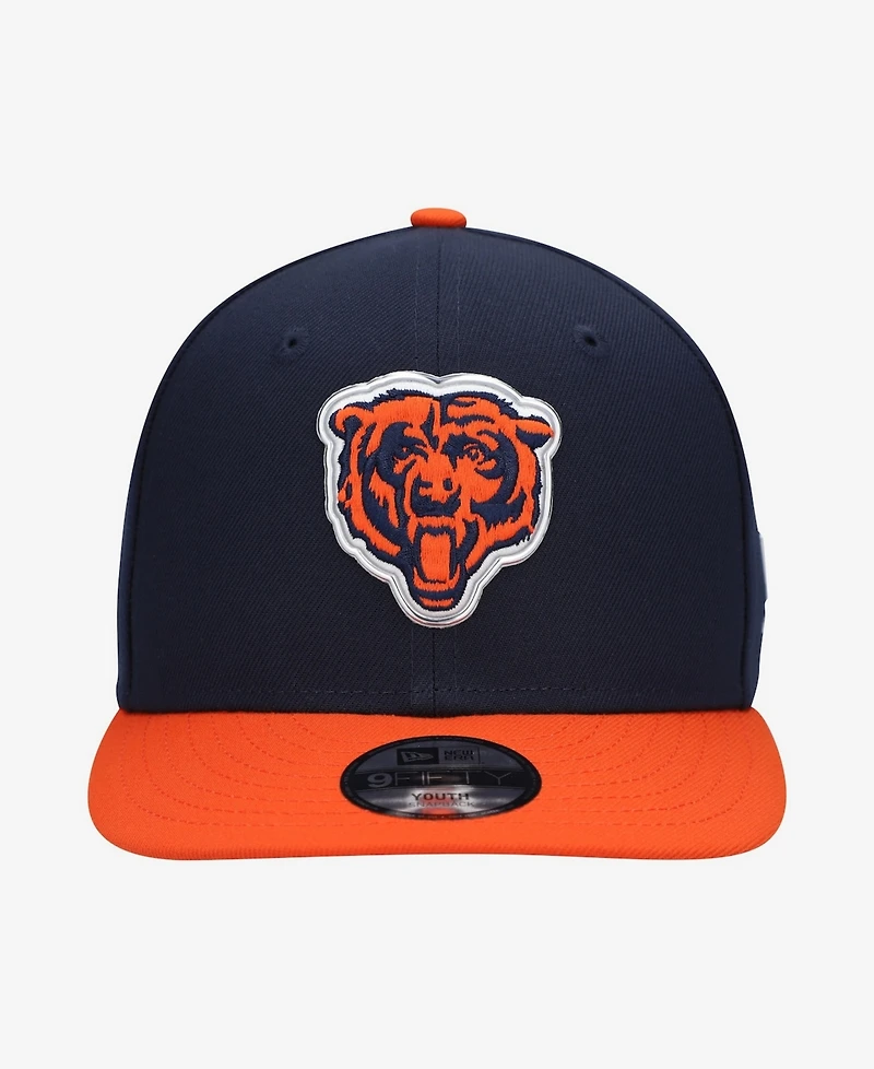 New Era Big Boys and Girls Navy/Orange Chicago Bears 2026 Nfl Draft Pre-Curved 9FIFTY Snapback Hat