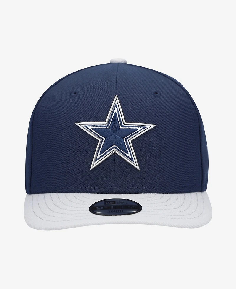 New Era Big Boys and Girls Navy/Silver Dallas Cowboys 2026 Nfl Draft Pre-Curved 9FIFTY Snapback Hat