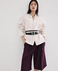 Mango Women's Straight Linen Bermuda Shorts
