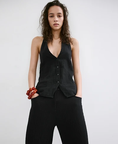 Mango Women's Buttons Halter-Neck Top