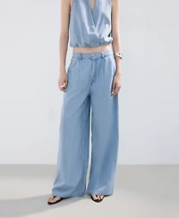 Mango Women's Wide Leg Lyocell Pants