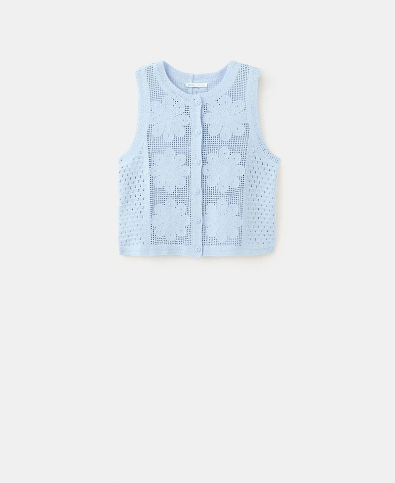 Mango Women's Openwork Embroidery Knit Vest