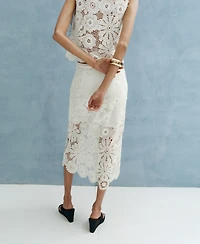 Mango Women's Crochet Midi Skirt
