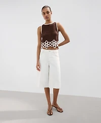 Mango Women's Floral-Embroidered Crochet Top