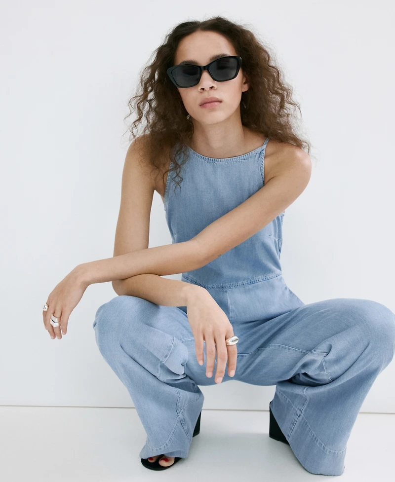 Mango Women's Lyocell Denim Jumpsuit