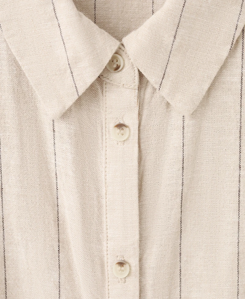 Mango Women's Linen Pinstripe Shirt
