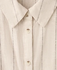 Mango Women's Linen Pinstripe Shirt