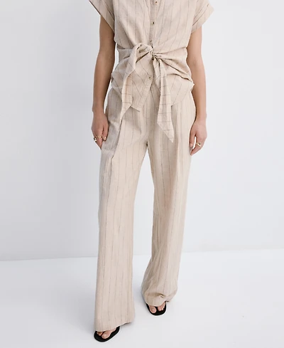 Mango Women's Pinstripe Linen Pants