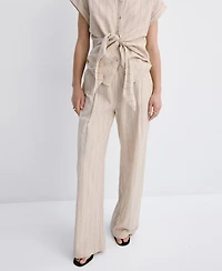 Mango Women's Pinstripe Linen Pants