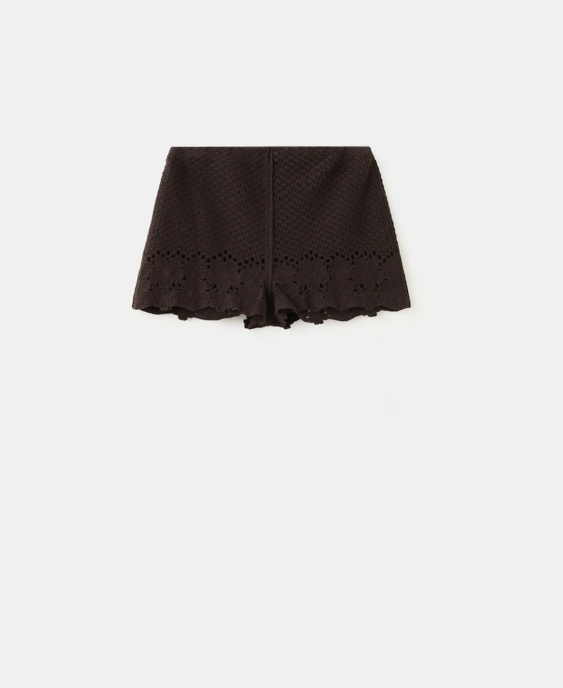 Mango Women's Lace Accents Embroidered Shorts