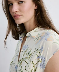Mango Women's Floral-Print Shirt-Style Dress
