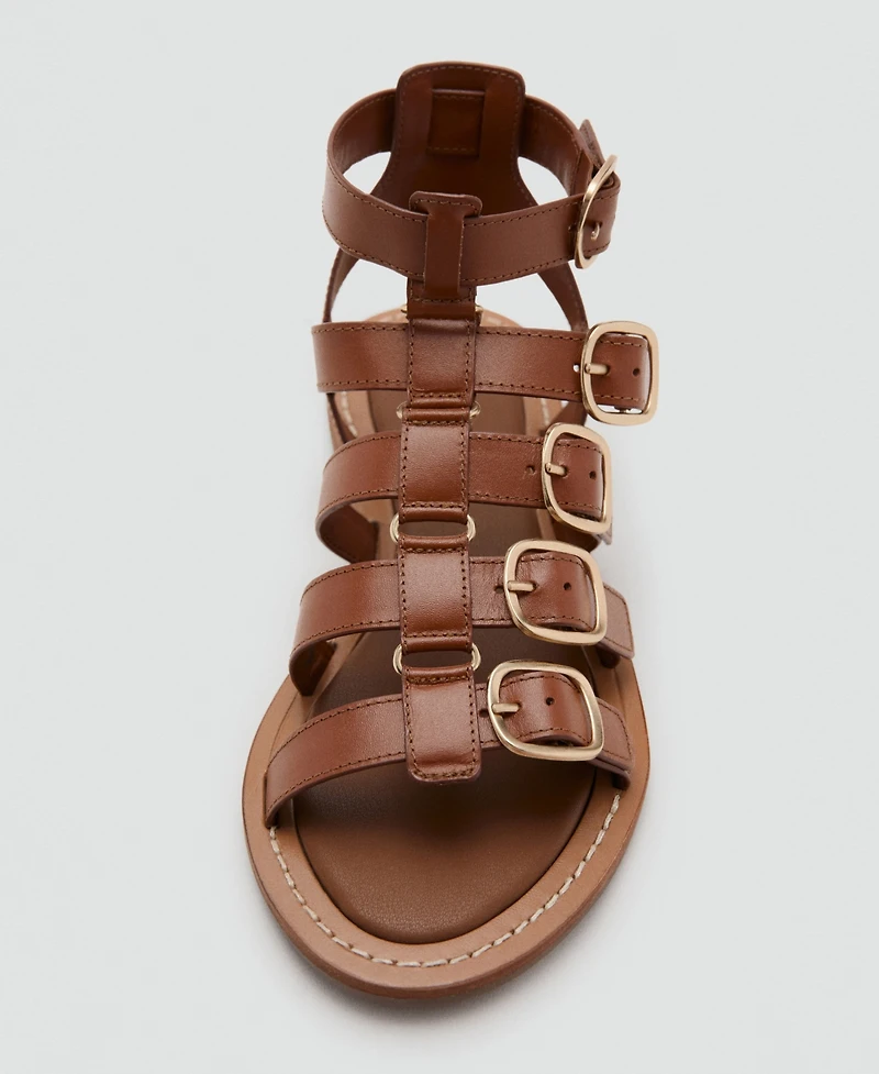 Mango Women's Straps And Buckles Leather Sandals