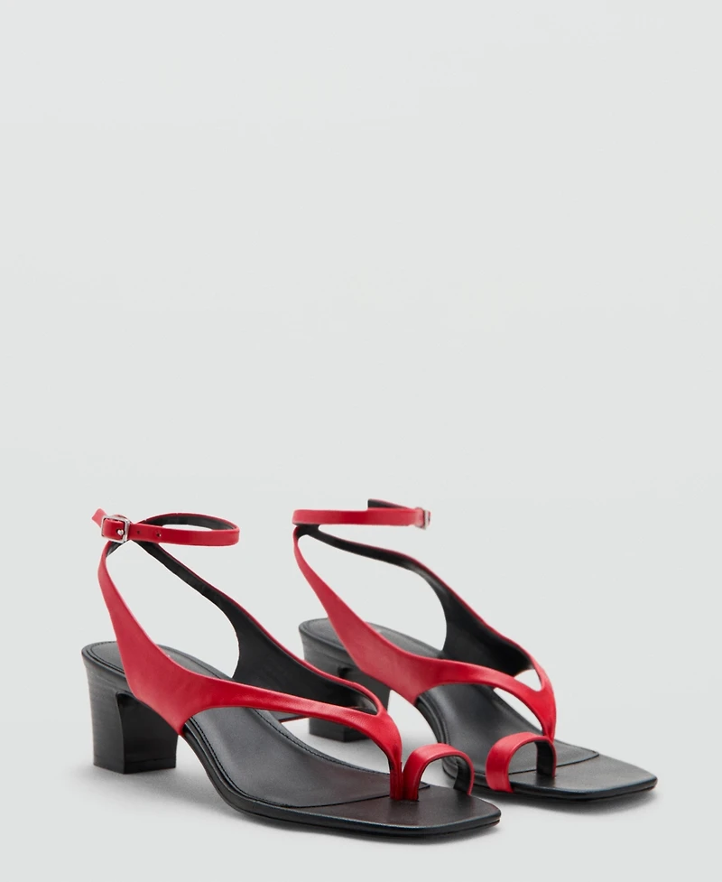Mango Women's Straps Heeled Leather Sandals
