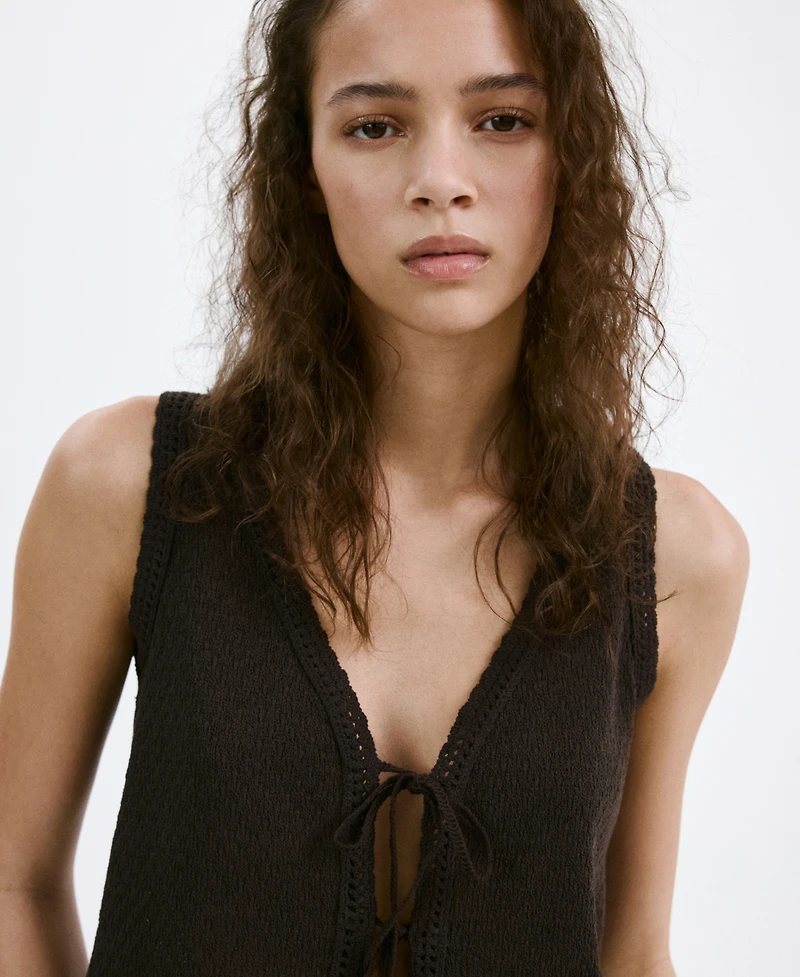 Mango Women's Bow Tie Waistcoat Top