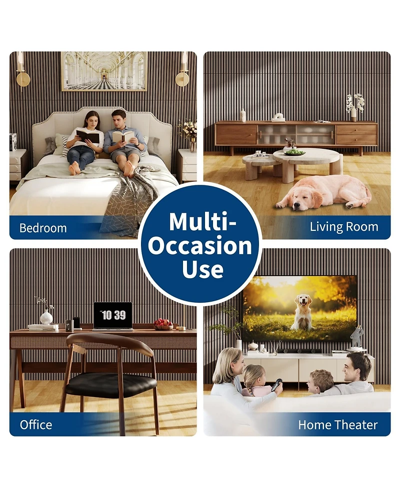 gaomon 3D Fluted Wood Slat Acoustic Soundproof Wall Panels for Noise Reduction