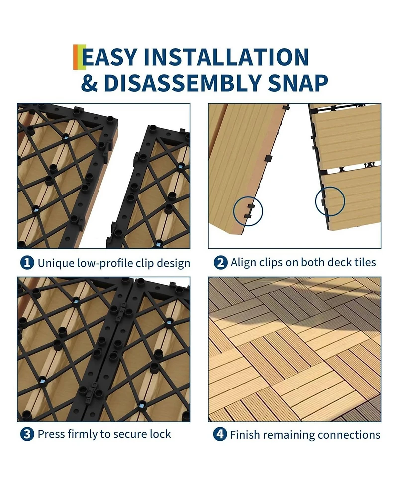 gaomon Interlocking Patio Flooring Tiles for Patio, Balcony, Porch, Poolside