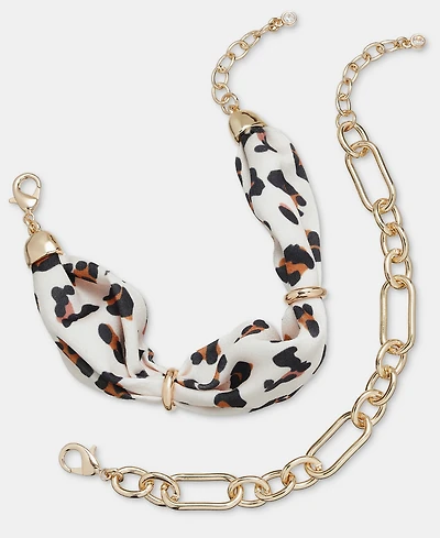 On 34th Leopard Scarf & Link Flex Bracelets, 2-Piece Set, Macy's Exclusive