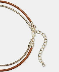 On 34th Gold-Tone and Faux-Leather Two-Row Pendant Necklace, Macy's Exclusive