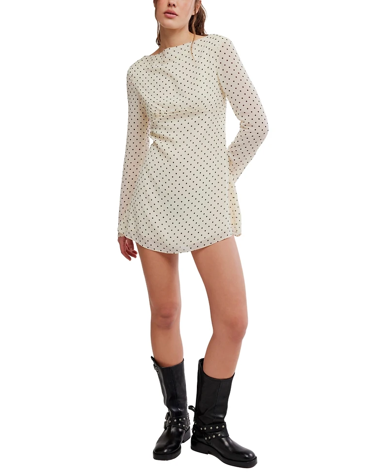 Free People Women's Jolie Boat Neck Printed Mini Dress