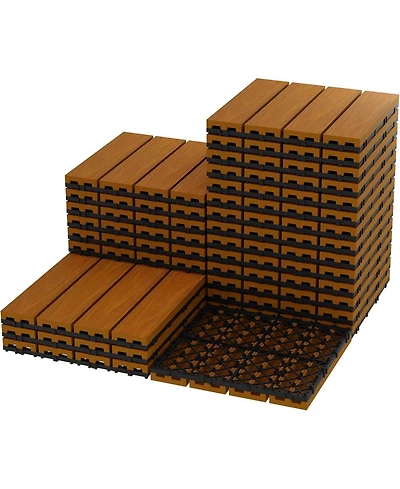 gaomon All-Weather Plastic Wood-Grain Composite Interlock Deck Tiles Flooring