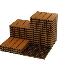 gaomon All-Weather Plastic Wood-Grain Composite Interlock Deck Tiles Flooring