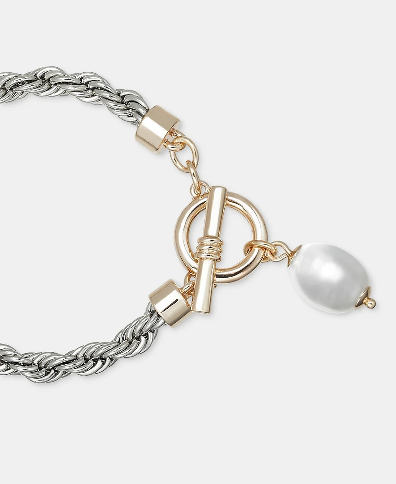 On 34th Imitation Pearl Charm Flex Bracelet, Macy's Exclusive