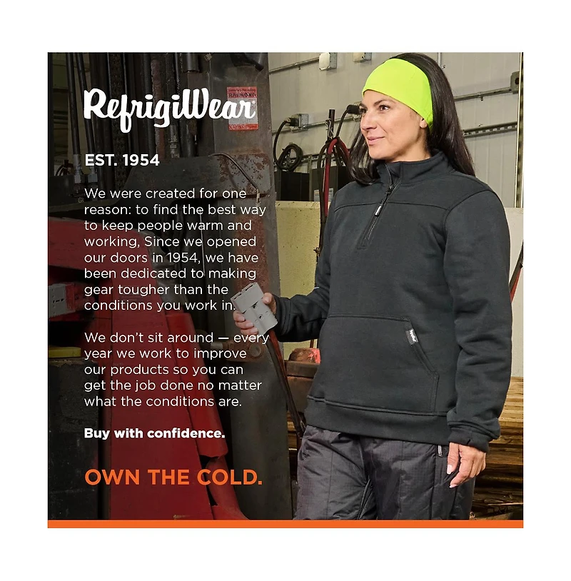 RefrigiWear Women's Quarter-Zip Fleece Sweatshirt - Insulated Ladies Work Pullover with Thermal Comfort