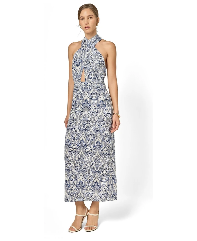 English Factory Women's Printed Halter Cutout Maxi Dress