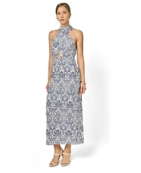English Factory Women's Printed Halter Cutout Maxi Dress