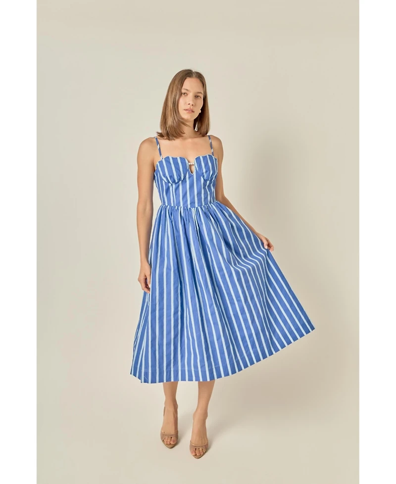 English Factory Women's Marine Striped maxi Dress