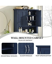 Midola Bathroom Wall Storage Cabinet, Multi-functional Wall Mounted Cabinet with Adjustable Shelves
