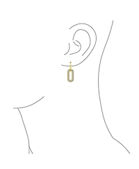 Bling Jewelry Geometric Vertical U Oval Micro Pave Cz Dangling Link Paperclip Earrings Gold Plated
