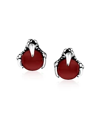 Bling Jewelry Gothic Punk Biker Dragon Claw Stud Earrings Ball Orb Stainless Steel