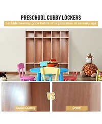 gaomon 2-Piece Set 5-Compartment School Lockers, glazed finish, 10 storage cells, rolling lockers with wheels, equipped with 5 hooks