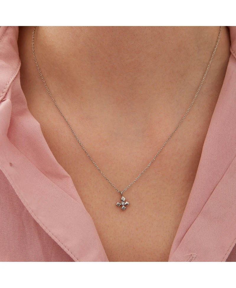 Spero London Four Cube Blocks Natural Textured Sterling Silver Authentic Pendant Necklace