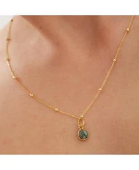 Spero London Sterling Silver Natural Circle Pendant Necklace With Beaded Chain