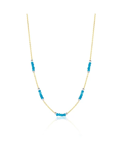 Spero London Turquoise Beaded Sterling Silver Chain Necklace in Gold