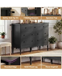 Aheaplus 47" Wooden 7-Drawers Cabinet, Farmhouse Dresser for Badroom
