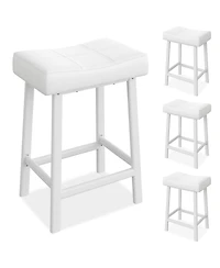 gaomon Set of 4 Counter Height Bar Stools with Upholstered Saddle Seats and Pu Leather Cushions