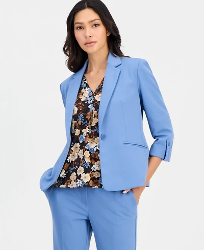 Ak Anne Klein Petite 3/4-Sleeve One-Button Blazer